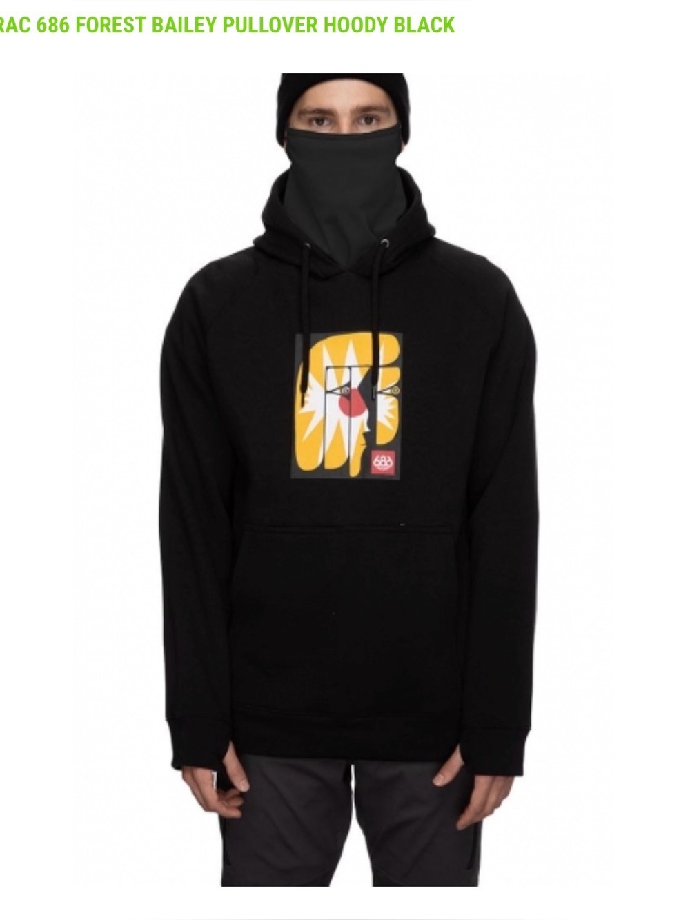 686 Forest Bailey Pullover Hoody (XL) Black M1WPHS05-BLK pockets & thumbholes